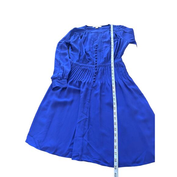 Diane Von Furstenberg Blue Silk Tawney Business Career Long Sleeve Dress Size 8 - Picture 11 of 11